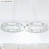 Led Stainless Steel Chandelier With Clear Crystal Curve Frame - Elegant Hanging Light For Living