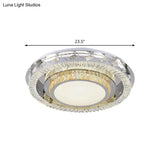 Led Stainless - Steel Flush Mount Crystal Block Ceiling Light Fixture