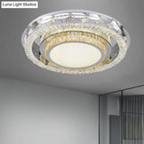 Led Stainless - Steel Flush Mount Crystal Block Ceiling Light Fixture