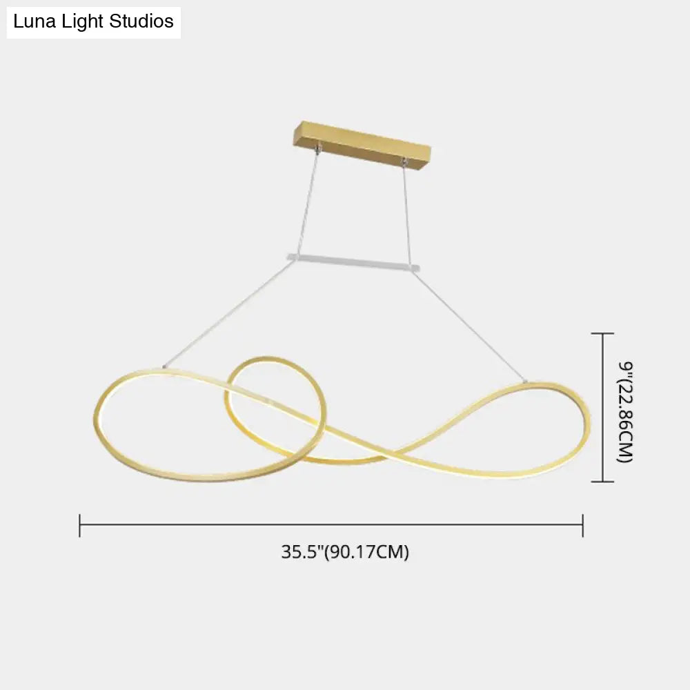 Led Strip Island Pendant Light - Minimalist Metal Dining Room Lighting Fixture