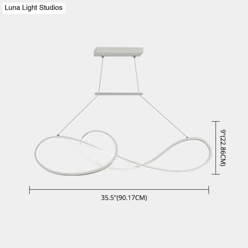 Led Strip Island Pendant Light - Minimalist Metal Dining Room Lighting Fixture