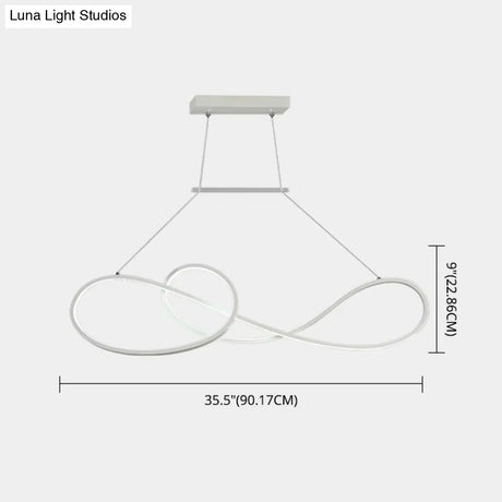 Led Strip Island Pendant Light - Minimalist Metal Dining Room Lighting Fixture