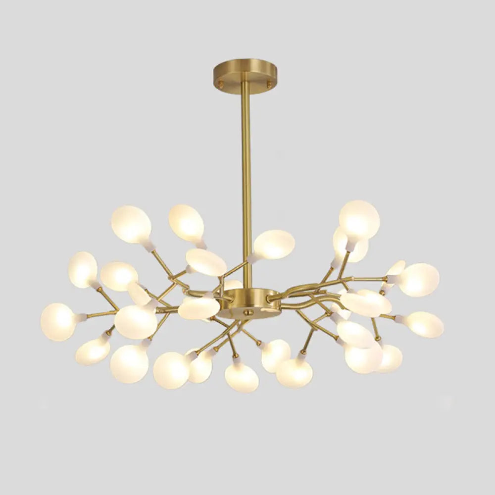Led Tree Branch Ceiling Light: Postmodern Metallic Chandelier For Living Room 30 / Brass B