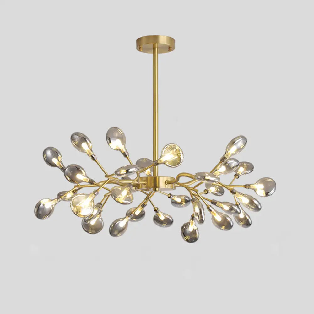 Led Tree Branch Ceiling Light: Postmodern Metallic Chandelier For Living Room 30 / Brass C