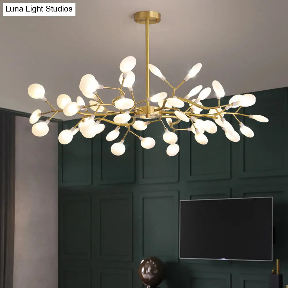Led Tree Branch Ceiling Light: Postmodern Metallic Chandelier For Living Room