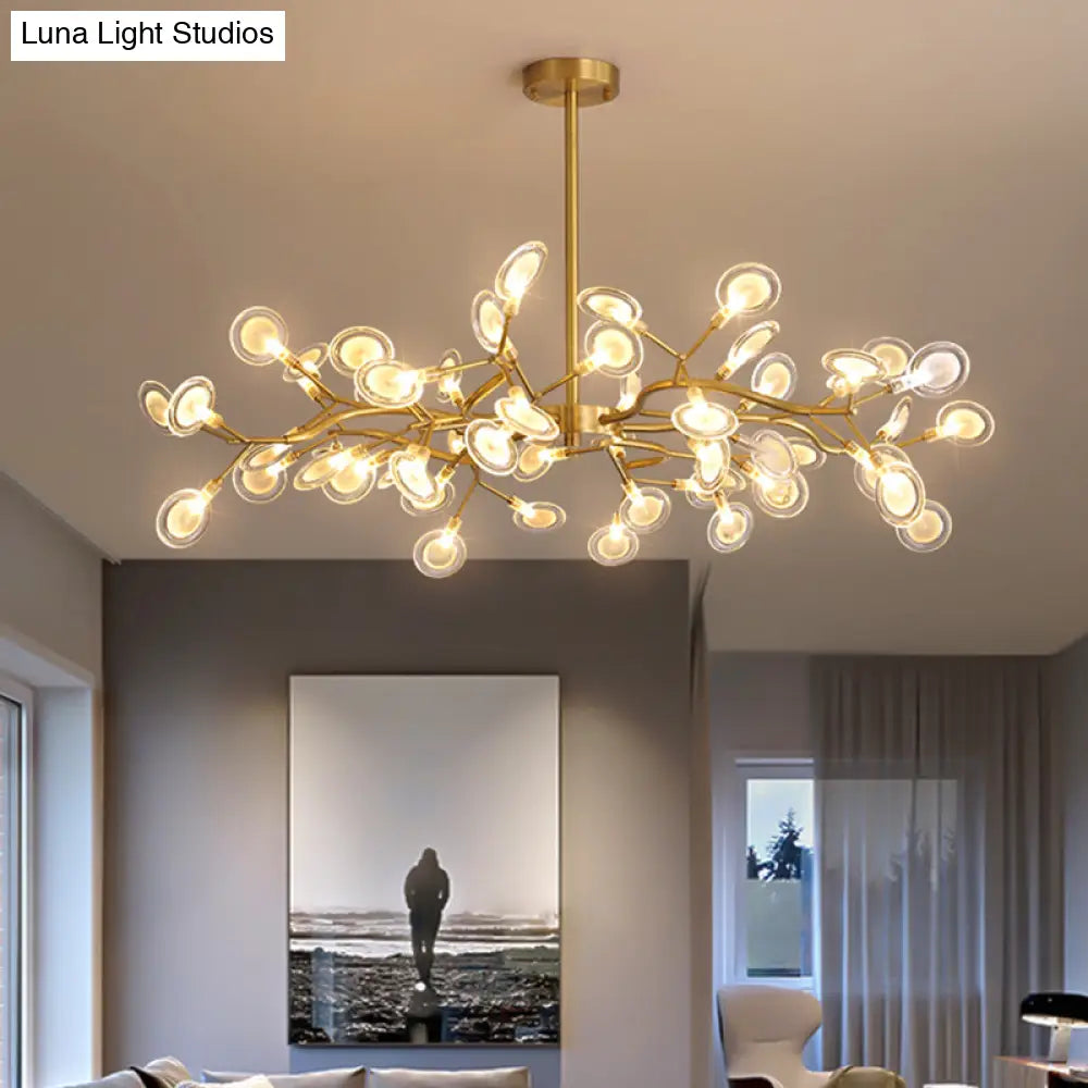 Led Tree Branch Ceiling Light: Postmodern Metallic Chandelier For Living Room