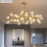 Led Tree Branch Ceiling Light: Postmodern Metallic Chandelier For Living Room