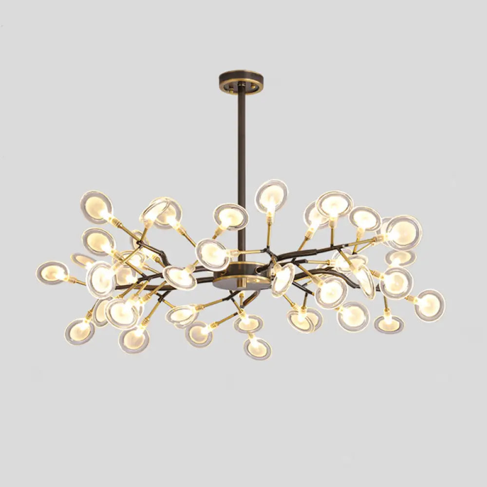 Led Tree Branch Ceiling Light: Postmodern Metallic Chandelier For Living Room 45 / Black A
