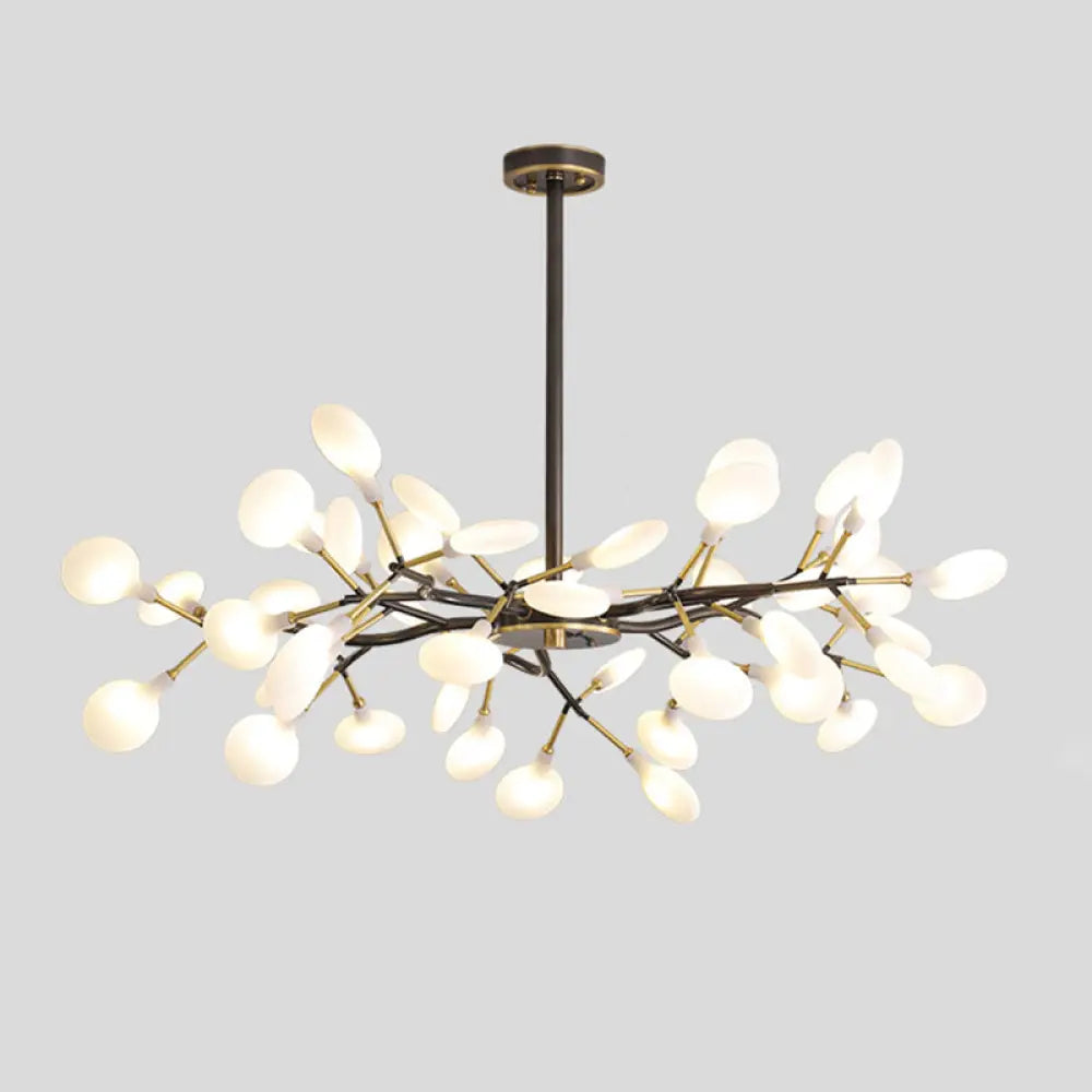 Led Tree Branch Ceiling Light: Postmodern Metallic Chandelier For Living Room 45 / Black B