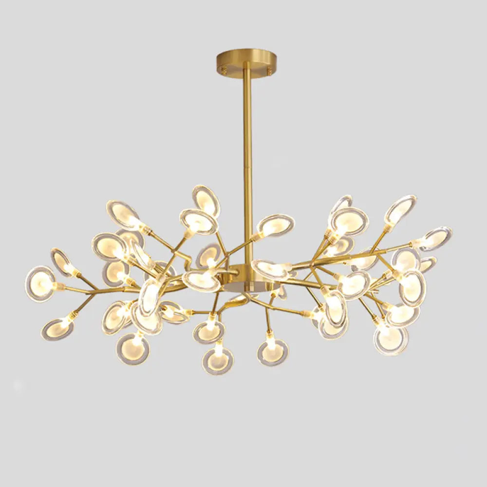 Led Tree Branch Ceiling Light: Postmodern Metallic Chandelier For Living Room 45 / Brass A