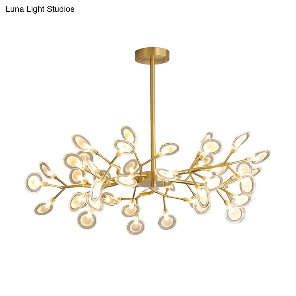 Led Tree Branch Ceiling Light: Postmodern Metallic Chandelier For Living Room
