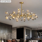 Led Tree Branch Ceiling Light: Postmodern Metallic Chandelier For Living Room