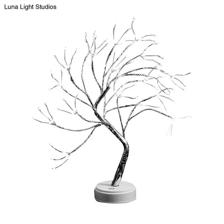 Led Tree Branch Nightstand Lamp For Girls Bedroom - Decorative Plastic Table Light