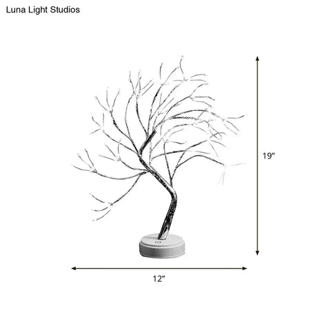 Led Tree Branch Nightstand Lamp For Girls Bedroom - Decorative Plastic Table Light