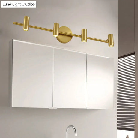 Led Tube Vanity Lamp: Traditional Brass Metal Wall Sconce For Bathroom - 2/3/4 Lights