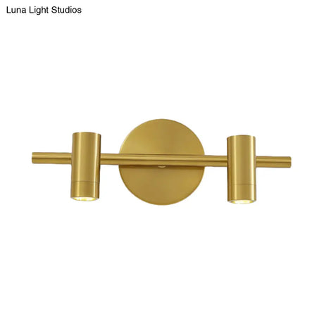 Led Tube Vanity Lamp: Traditional Brass Metal Wall Sconce For Bathroom - 2/3/4 Lights