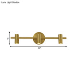 Led Tube Vanity Lamp: Traditional Brass Metal Wall Sconce For Bathroom - 2/3/4 Lights