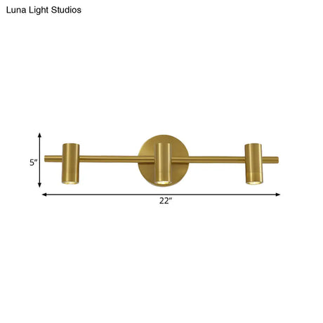 Led Tube Vanity Lamp: Traditional Brass Metal Wall Sconce For Bathroom - 2/3/4 Lights