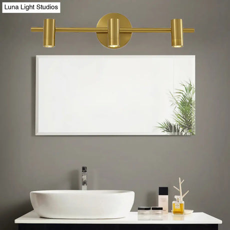 Led Tube Vanity Lamp: Traditional Brass Metal Wall Sconce For Bathroom - 2/3/4 Lights