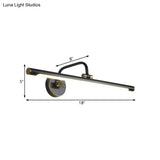Led Wall Light Fixture In Black/Antique Brass With Traditional Metal Linear Design -