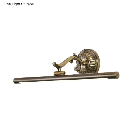 Led Wall Light In Bronze/Gold Finish - Classic Bathroom Vanity Fixture Elongated Metal Shade