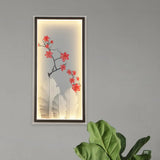Led Wall Mount Lamp With Banana Leaf And Flower Mural - Asian Aluminum Design In Black