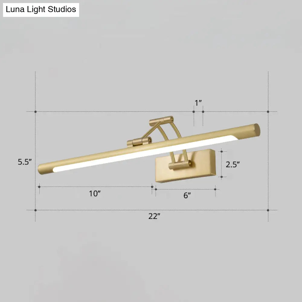 Led Wall Mount Vanity Light - Minimalist Tube Shape Acrylic Fixture With 3-Joint Swing Arm
