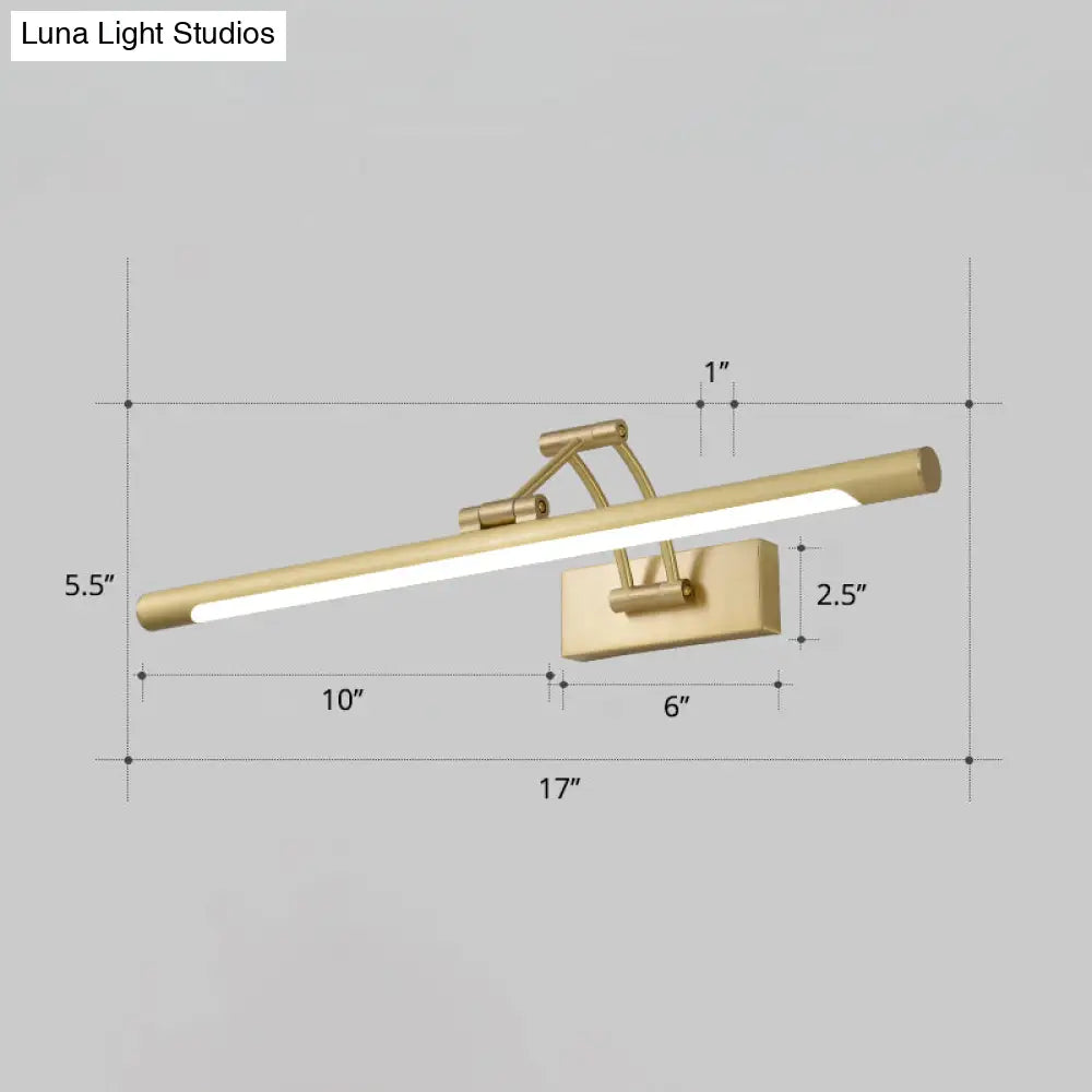 Led Wall Mount Vanity Light - Minimalist Tube Shape Acrylic Fixture With 3-Joint Swing Arm