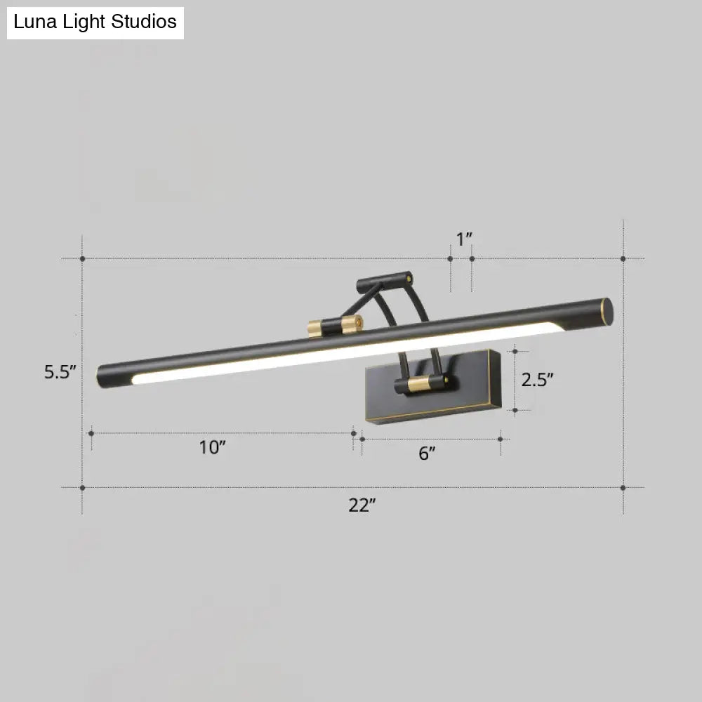 Led Wall Mount Vanity Light - Minimalist Tube Shape Acrylic Fixture With 3-Joint Swing Arm