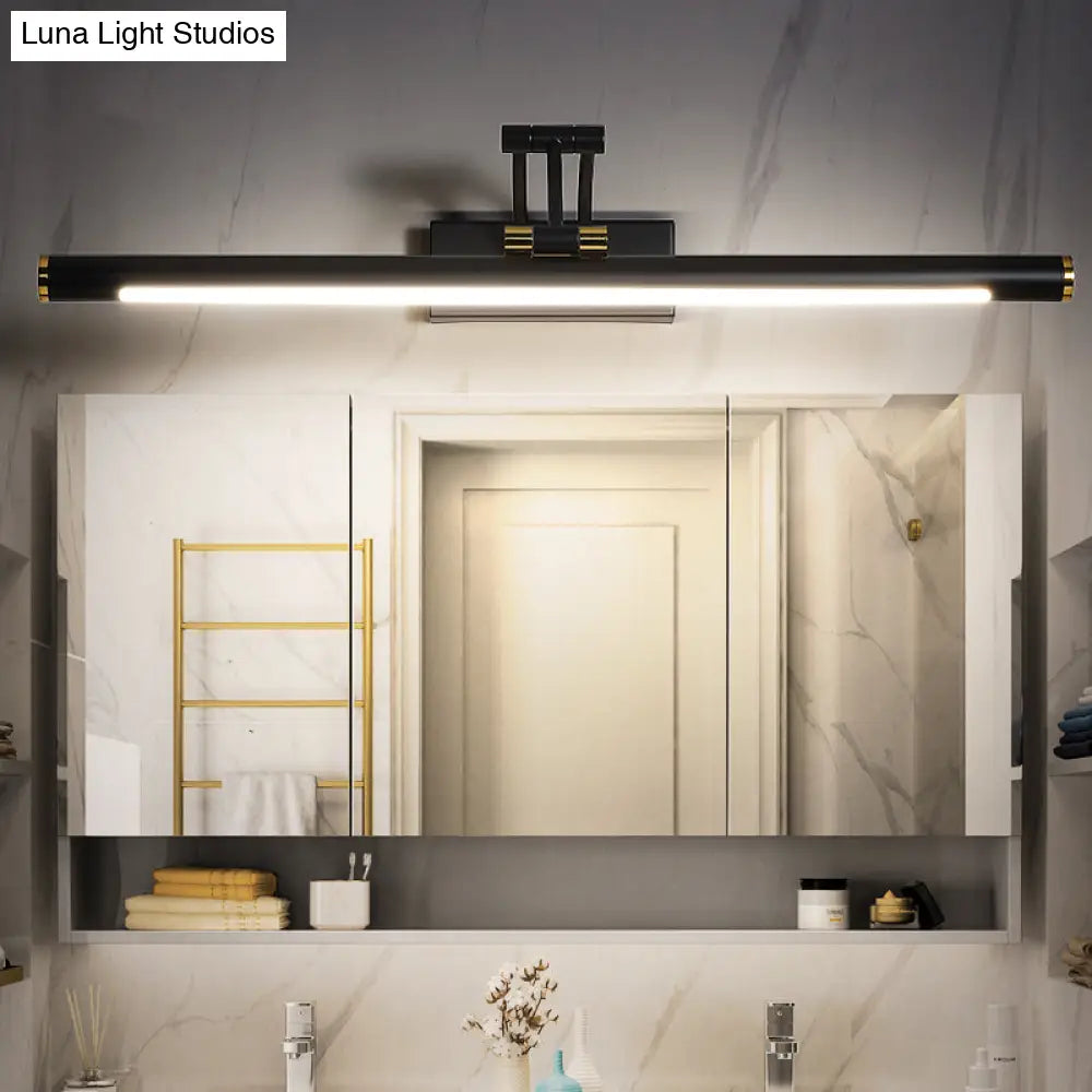 Led Wall Mount Vanity Light - Minimalist Tube Shape Acrylic Fixture With 3-Joint Swing Arm