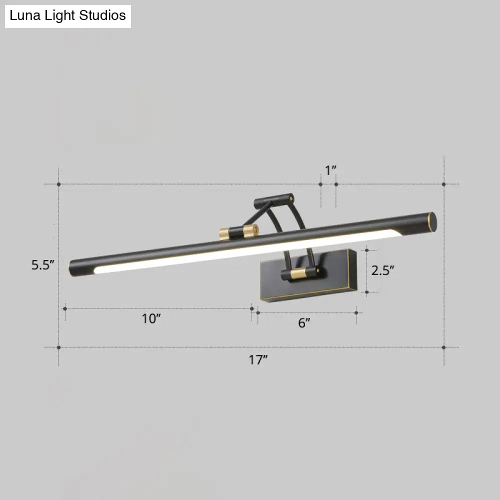Led Wall Mount Vanity Light - Minimalist Tube Shape Acrylic Fixture With 3-Joint Swing Arm