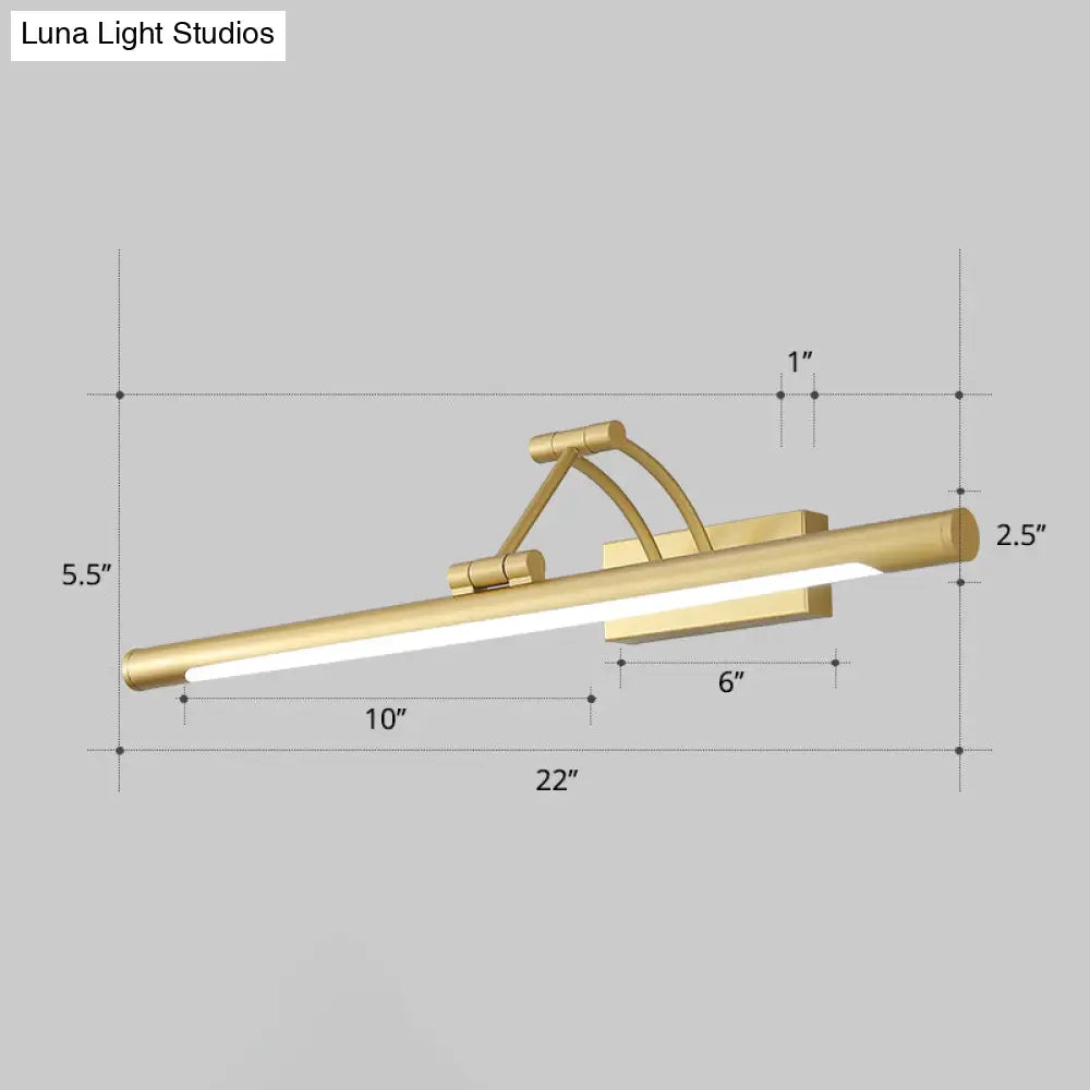 Led Wall Mount Vanity Light - Minimalist Tube Shape Acrylic Fixture With 3-Joint Swing Arm