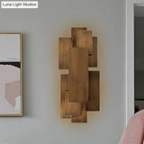Led Wall Sconce With Metallic Rectangular Shade For Stairway Or Dark Wood