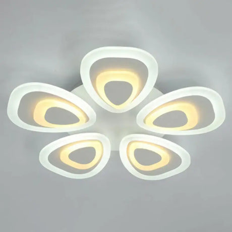 Led White Peacock Semi Flush Light: Stylish Acrylic Ceiling Mount For Living Room 5 / Warm