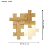 Led Wooden Jigsaw Puzzle Wall Lamp With Acrylic Shade For Bedroom