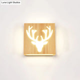 Led Wooden Wall Sconce: Contemporary Square Cutout Living Room Light