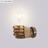 Left/Right Fist Wall Light - Nordic 1-Bulb Resin Sconce For Restaurants Wood