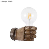 Left/Right Fist Wall Light - Nordic 1-Bulb Resin Sconce For Restaurants Wood