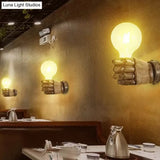 Left/Right Fist Wall Light - Nordic 1-Bulb Resin Sconce For Restaurants Wood