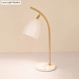 Léonie - Modern 1 Bulb Night Table Light With Metal Shade White/Black Finish Bell Shape Desk Lamp