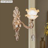 Lettuce-Edge Chamber Wall Lamp: Antique Frosted Glass Sconce Light Fixture