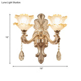 Lettuce-Edge Chamber Wall Lamp: Antique Frosted Glass Sconce Light Fixture