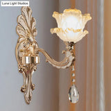 Lettuce-Edge Chamber Wall Lamp: Antique Frosted Glass Sconce Light Fixture