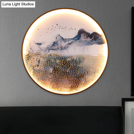 Light Asia Aluminum Led Wall Mounted Mural For Living Room Decoration - Blue Foggy Mountain
