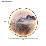 Light Asia Aluminum Led Wall Mounted Mural For Living Room Decoration - Blue Foggy Mountain
