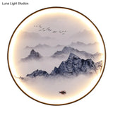 Light Asia Aluminum Led Wall Mounted Mural For Living Room Decoration - Blue Foggy Mountain