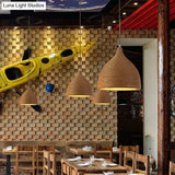 Light Beige Rope Pendant - Retro Industrial Teardrop Hanging Lamp For Dining Room