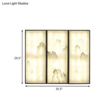 Light Fabric Asian Wall Mural With Led Sconce Lighting - Hills Drawing Bedroom Décor