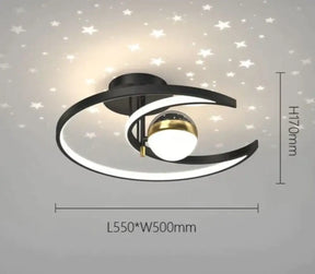Light Luxury Romantic Starry Sky Bedroom Ceiling Lamp Moon LED Lamp A / Stepless dimming Ceiling