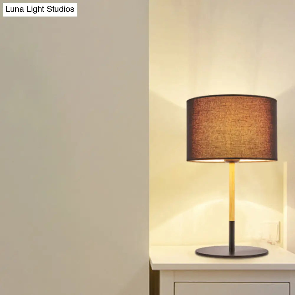 Lillian - Countryside Fabric Drum Shade Nightstand Lighting
